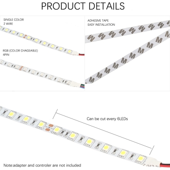24V LED Stripe Warm White SMD 2835 IP20 not Waterproof 300leds flexible 60leds/m dimmable